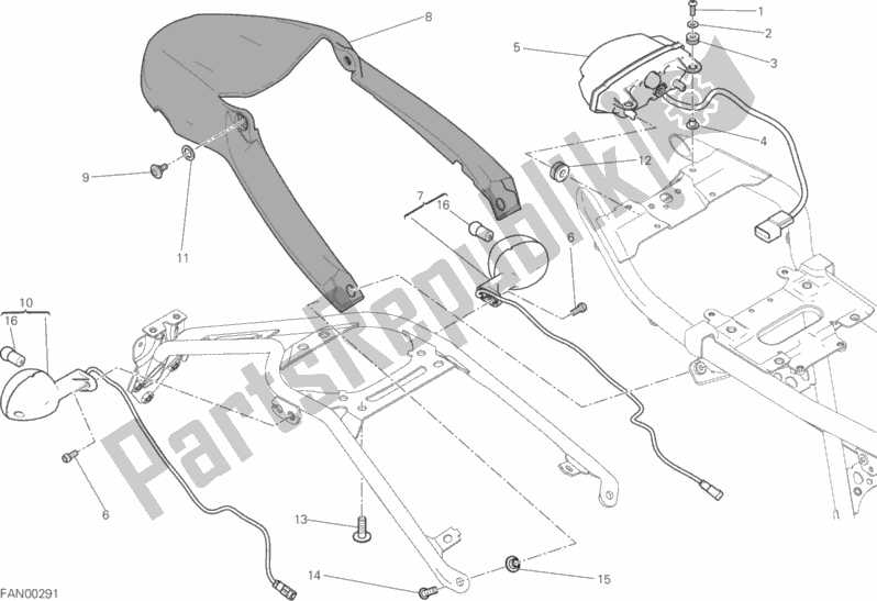 All parts for the Taillight of the Ducati Scrambler Sixty2 Thailand USA 400 2018